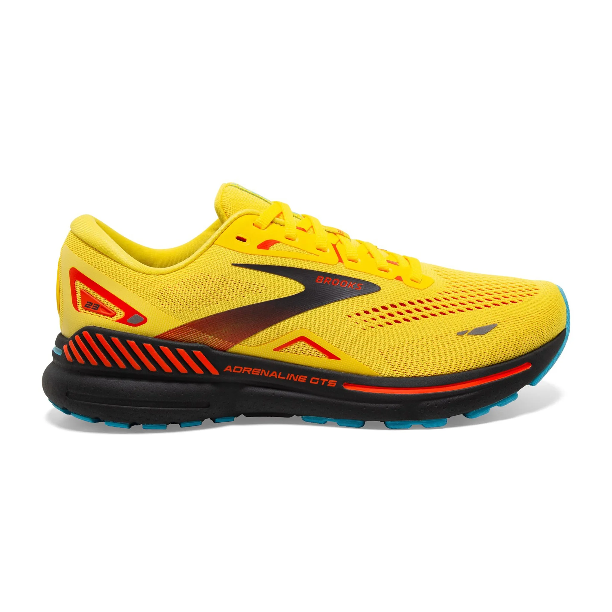 Brooks Men's 110391 708 Adrenaline GTS 23 Yellow Foraged Iron Orange Cushion Support Running Shoes