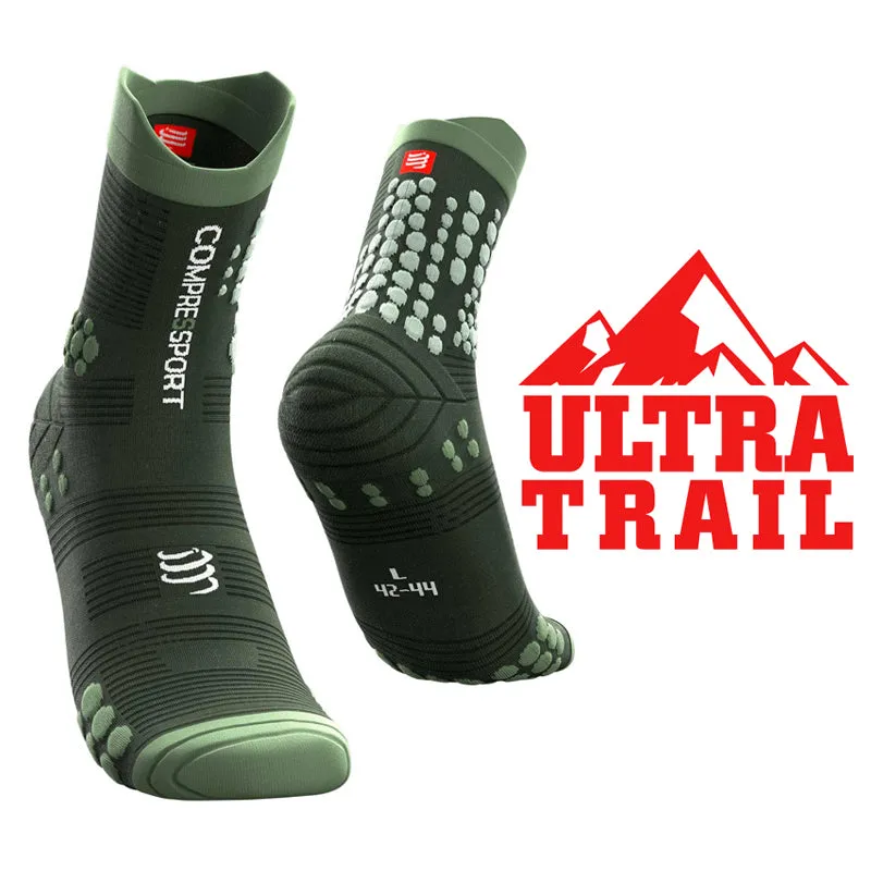 Compressport Unisex Pro Racing Socks V3.0 Trail - Stealth Green ( TSHV3-601 )