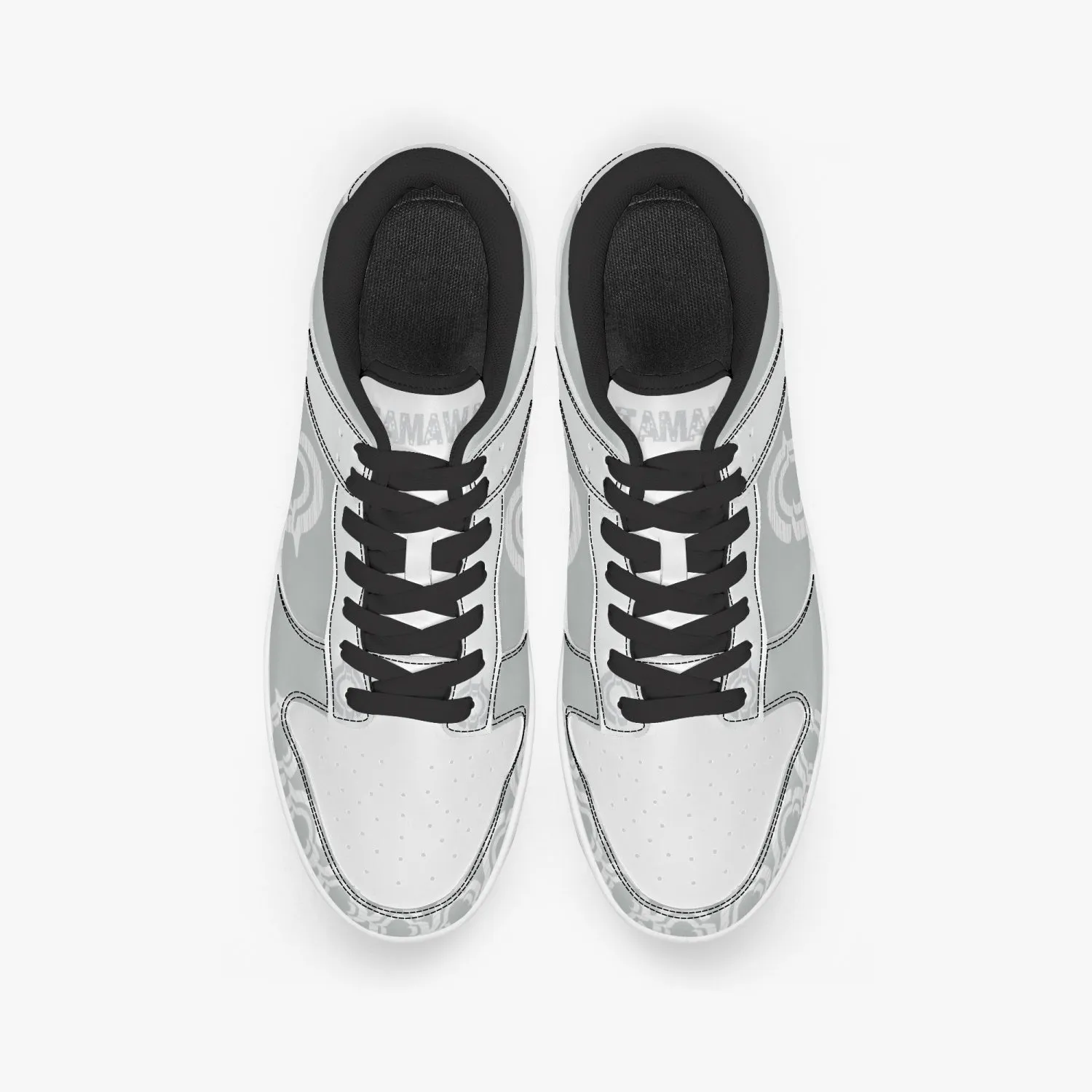 Dunk Stylish Low-Top Leather Sneakers Grey-white logo