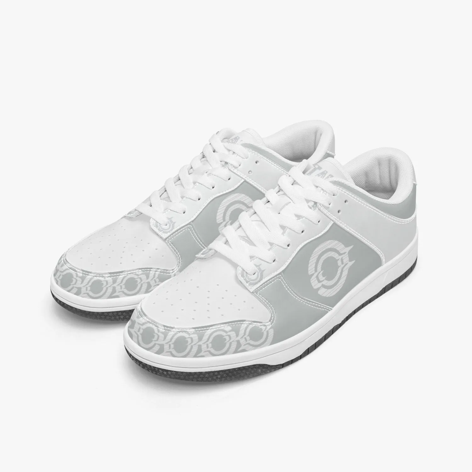 Dunk Stylish Low-Top Leather Sneakers Grey-white logo