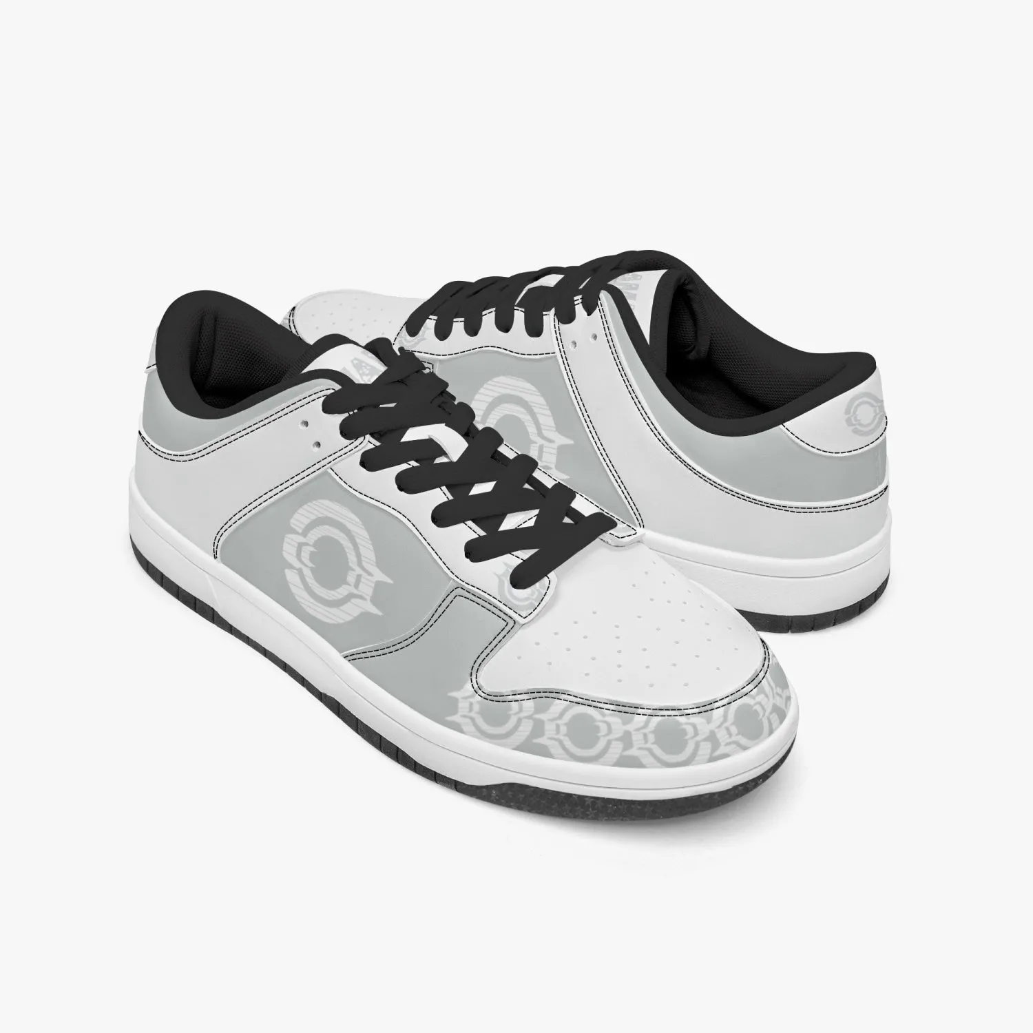 Dunk Stylish Low-Top Leather Sneakers Grey-white logo