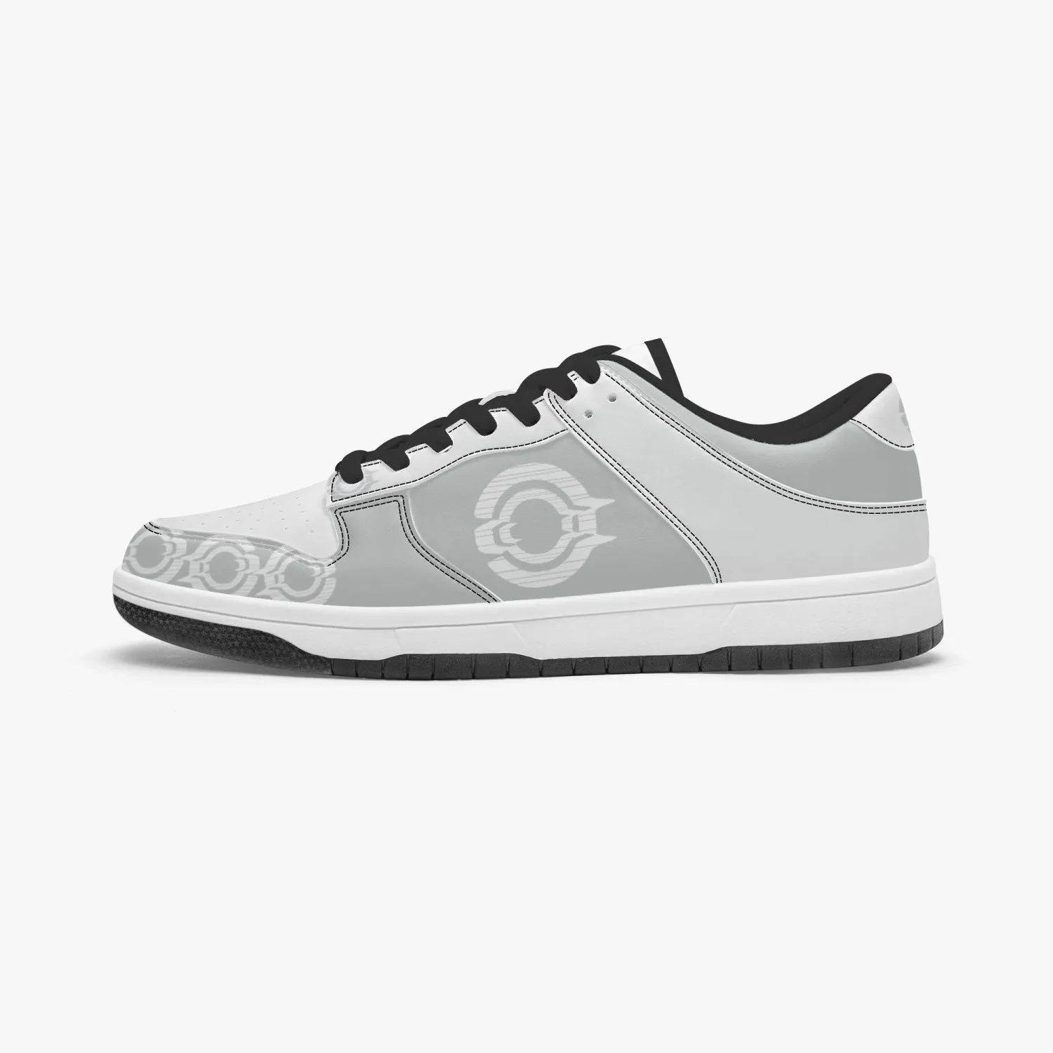 Dunk Stylish Low-Top Leather Sneakers Grey-white logo