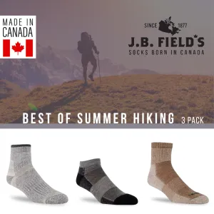 J.B. Field's Best of Merino Wool Summer Hiking Ankle Socks (Assorted 3PK)