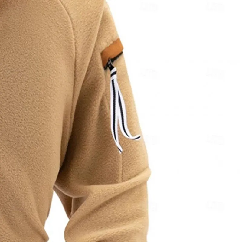 Men's Casual Solid Color Polar Fleece Half-Zip Stand Collar Long-Sleeved Sweatshirt 12323732Y