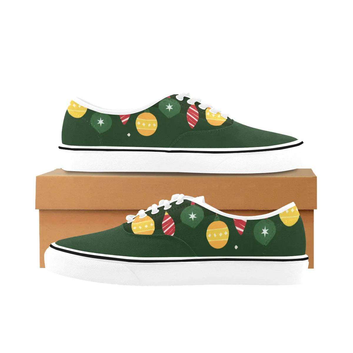 Men's Christmas Lights Print Canvas Low Top Shoes