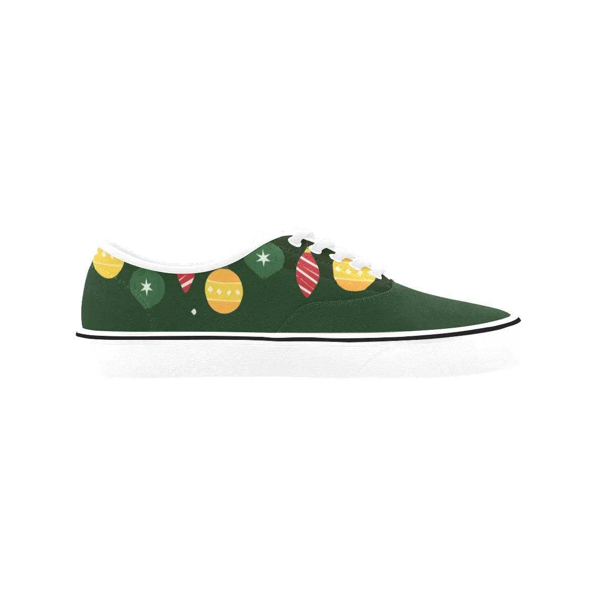 Men's Christmas Lights Print Canvas Low Top Shoes