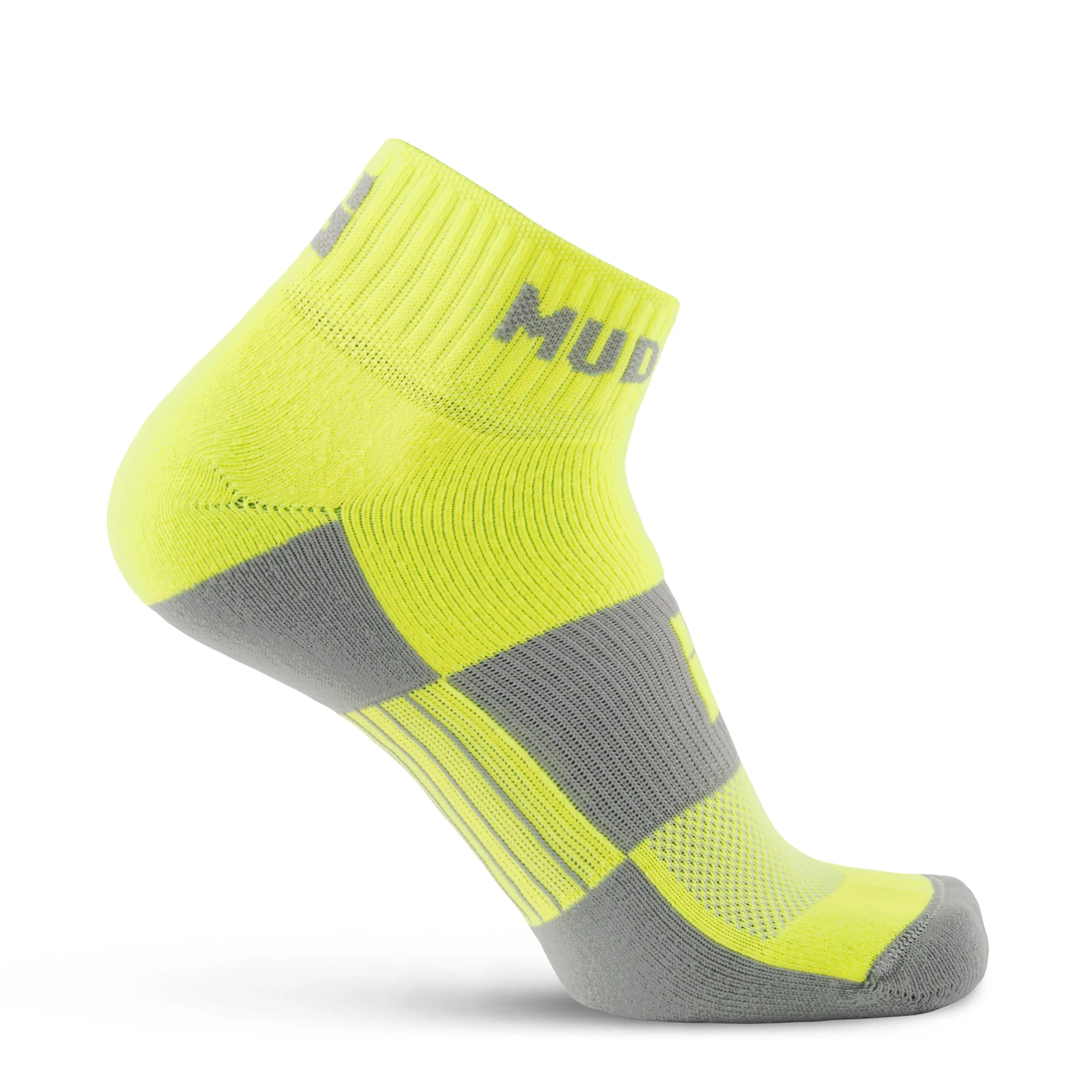 MudGear Quarter (¼) Crew Socks - Neon Yellow (2 pair pack)