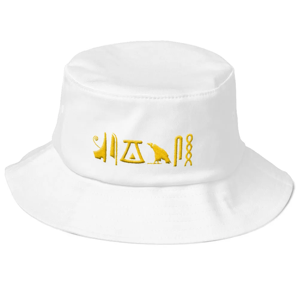 Negash ™ Gold Hieroglyphic Old School Bucket Hat