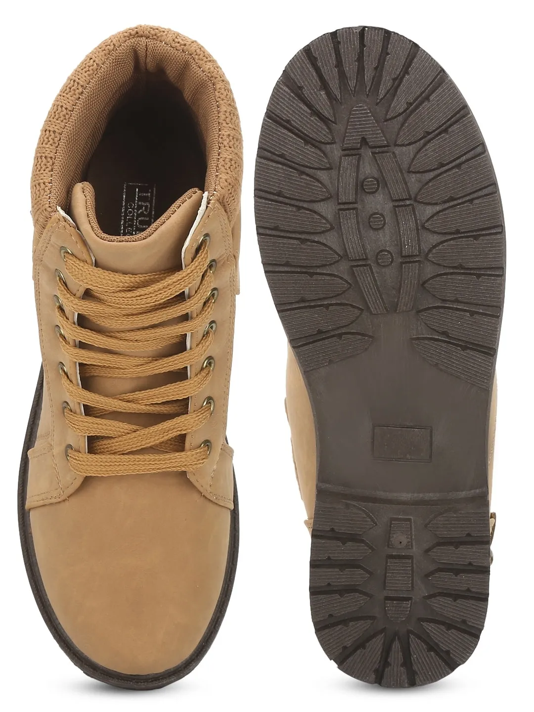 Tan Nubuck Lace-Up Ankle Boots