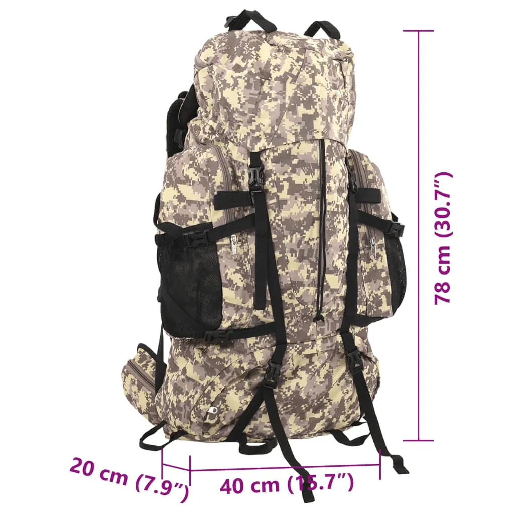 vidaXL Hiking Backpack Camel Brown Camouflage 80 L Oxford Fabric